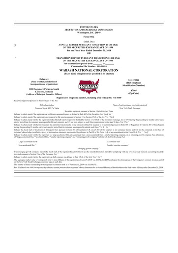 Thumbnail Wabash National
 10-K Annual Report 2018