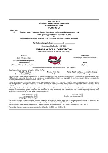 Thumbnail Wabash National
 10-Q Quarterly Report FY2020 