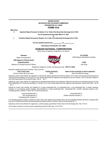 Thumbnail Wabash National
 10-Q Quarterly Report FY2021 