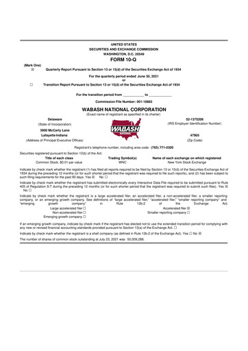 Thumbnail Wabash National
 10-Q Quarterly Report FY2021 