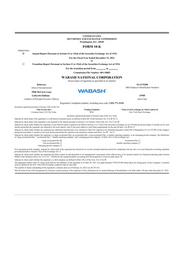 Thumbnail Wabash National
 10-K Annual Report 2021