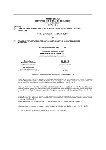 Thumbnail Mid Penn Bancorp 10-Q Quarterly Report FY2016 