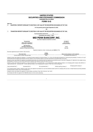 Thumbnail Mid Penn Bancorp 10-Q Quarterly Report FY2022 