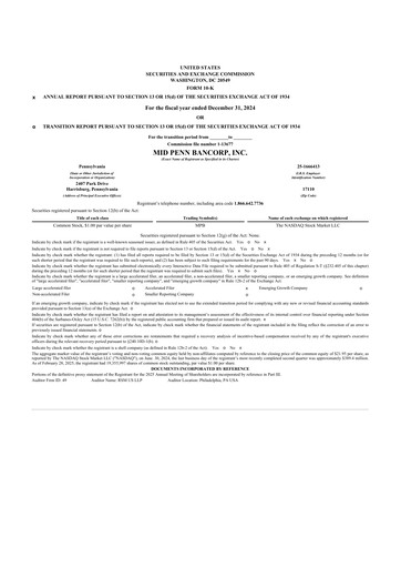 Miniature Mid Penn Bancorp 10-K Rapport annuel 2024