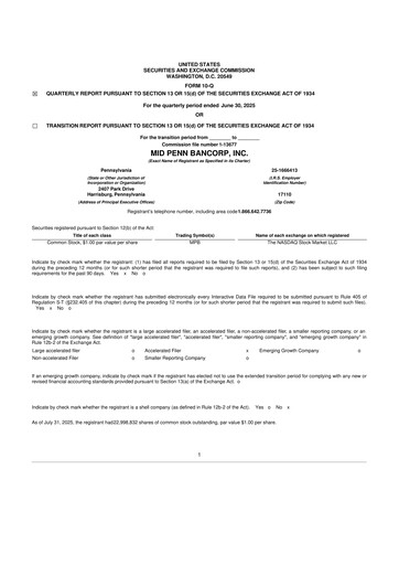 Thumbnail Mid Penn Bancorp 10-Q Quarterly Report FY2025 