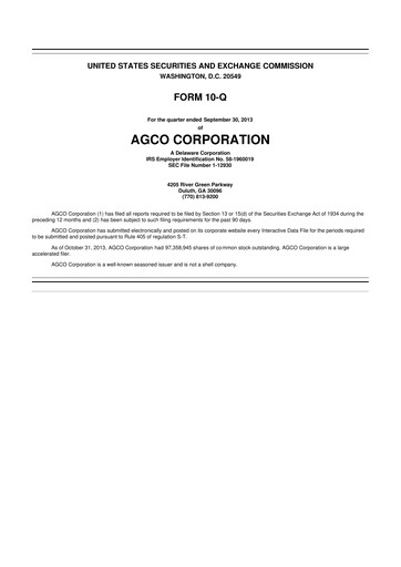 Thumbnail AGCO 10-Q Quarterly Report FY2013 