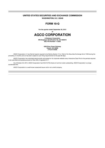 Thumbnail AGCO 10-Q Quarterly Report FY2015 