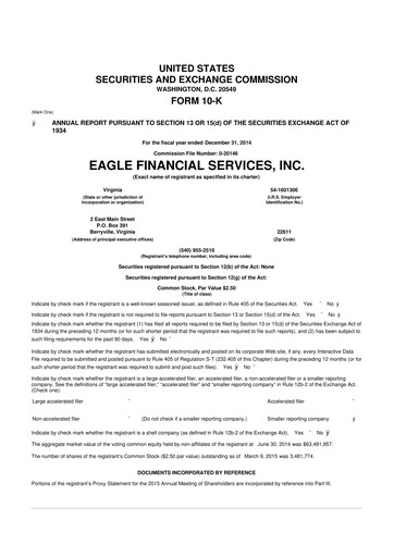 Miniature Eagle Financial Services 10-K Rapport annuel 2014