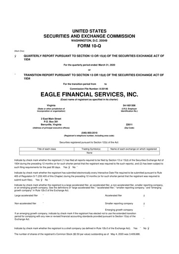 Thumbnail Eagle Financial Services 10-Q Quarterly Report FY2020 