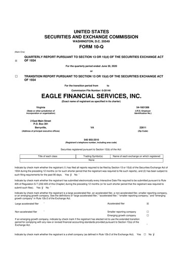 Thumbnail Eagle Financial Services 10-Q Quarterly Report FY2020 