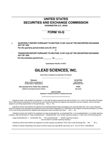 Thumbnail Gilead Sciences 10-Q Quarterly Report FY2013 