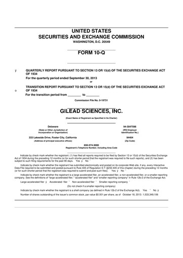 Thumbnail Gilead Sciences 10-Q Quarterly Report FY2013 