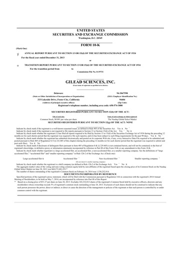 Thumbnail Gilead Sciences 10-K Annual Report 2013