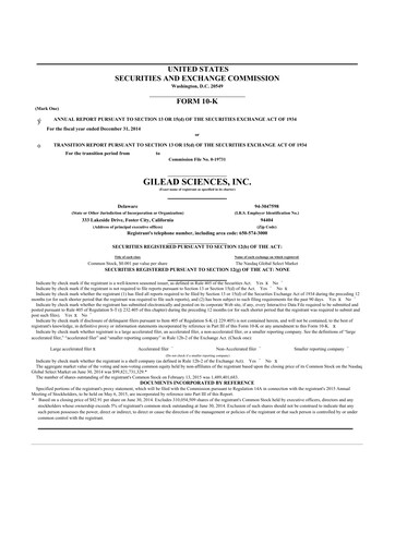 Thumbnail Gilead Sciences 10-K Annual Report 2014