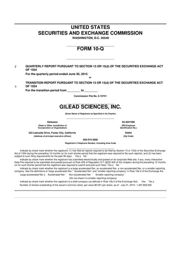 Thumbnail Gilead Sciences 10-Q Quarterly Report FY2015 