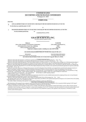 Thumbnail Gilead Sciences 10-K Annual Report 2017