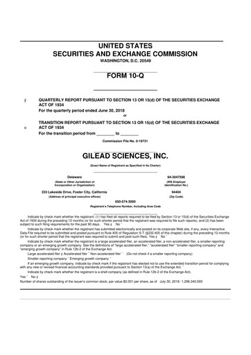 Thumbnail Gilead Sciences 10-Q Quarterly Report FY2018 