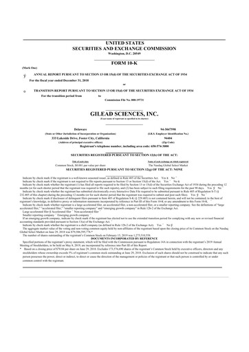 Thumbnail Gilead Sciences 10-K Annual Report 2018