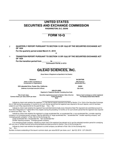 Thumbnail Gilead Sciences 10-Q Quarterly Report FY2019 