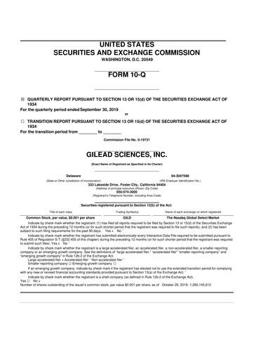 Thumbnail Gilead Sciences 10-Q Quarterly Report FY2019 