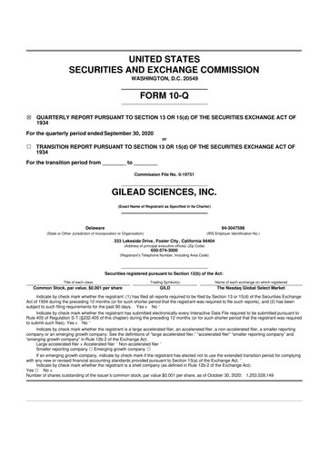 Thumbnail Gilead Sciences 10-Q Quarterly Report FY2020 