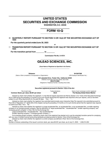 Thumbnail Gilead Sciences 10-Q Quarterly Report FY2023 