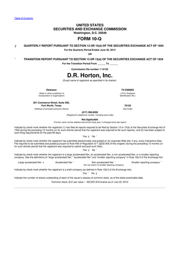 Thumbnail D. R. Horton
 10-Q Quarterly Report FY2013 