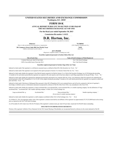 Thumbnail D. R. Horton
 10-K Annual Report 2013