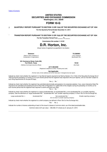 Thumbnail D. R. Horton
 10-Q Quarterly Report FY2015 