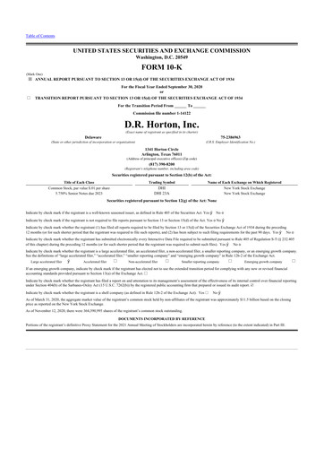 Thumbnail D. R. Horton
 10-K Annual Report 2020