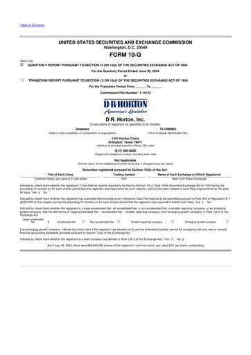 Thumbnail D. R. Horton
 10-Q Quarterly Report FY2024 