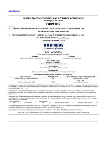 Thumbnail D. R. Horton
 10-Q Quarterly Report FY2025 