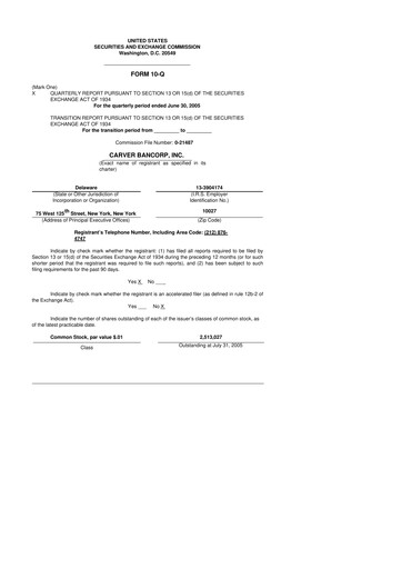 Thumbnail Carver Bancorp 10-Q Quarterly Report FY 