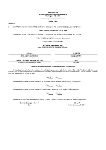 Thumbnail Carver Bancorp 10-Q Quarterly Report FY 