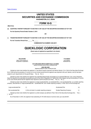 Thumbnail Quicklogic 10-Q Quarterly Report FY2016 