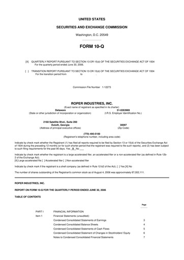 Miniature Roper Technologies 10-Q Rapport trimestriel  