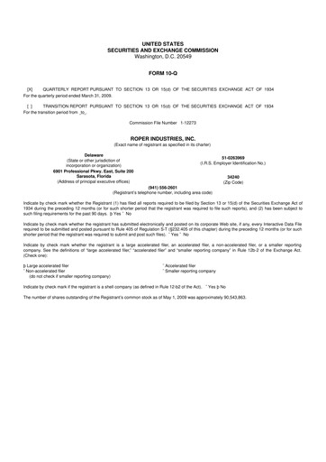 Miniature Roper Technologies 10-Q Rapport trimestriel  