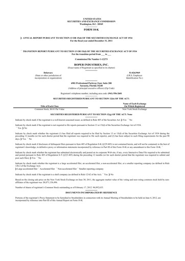 Thumbnail Roper Technologies 10-K Annual Report 2011