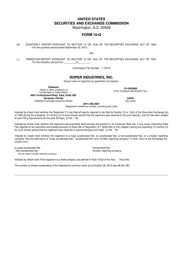 Miniature Roper Technologies 10-Q Rapport trimestriel 2012 