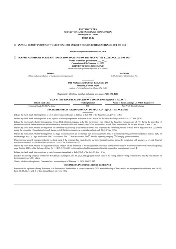 Thumbnail Roper Technologies 10-K Annual Report 2020