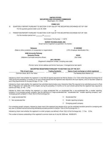Vorschaubild Roper Technologies 10-Q Quartalsbericht 2026 