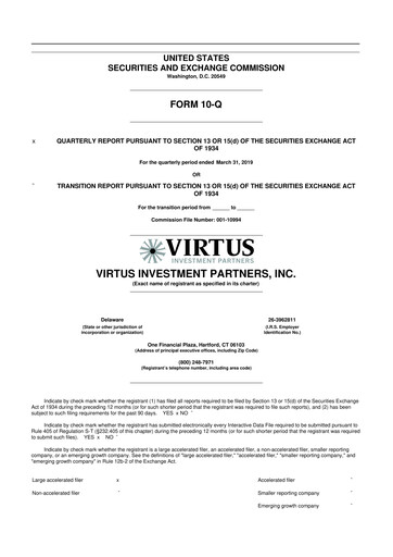 Vorschaubild Virtus Investment Partners 10-Q Quartalsbericht 2019 