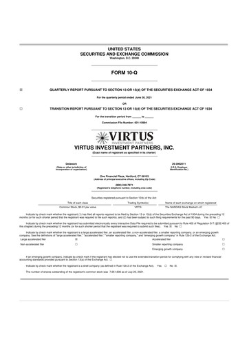 Vorschaubild Virtus Investment Partners 10-Q Quartalsbericht 2021 