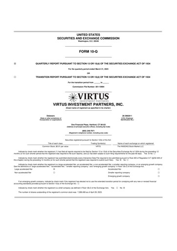 Vorschaubild Virtus Investment Partners 10-Q Quartalsbericht 2023 