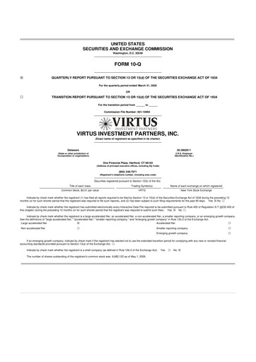 Vorschaubild Virtus Investment Partners 10-Q Quartalsbericht  
