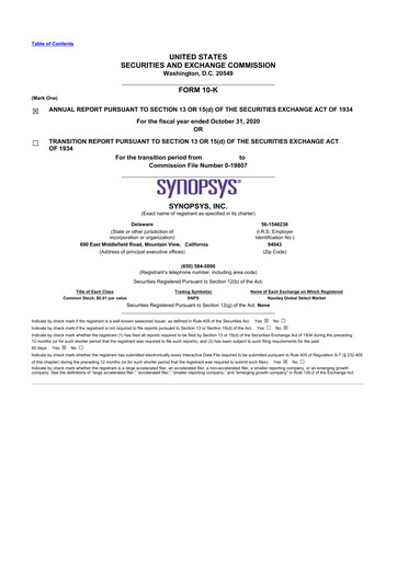 Thumbnail Synopsys 10-K Annual Report 2020