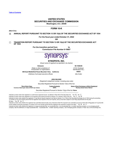 Thumbnail Synopsys 10-K Annual Report 2022