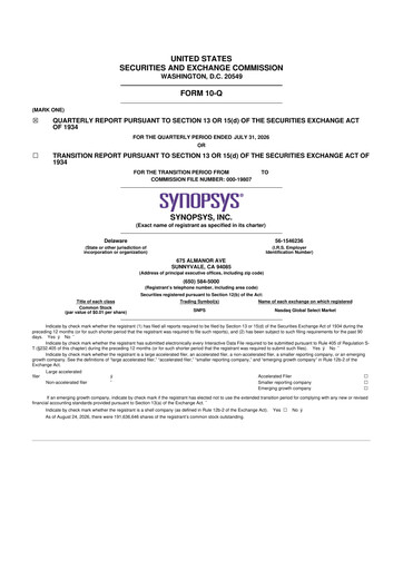 Thumbnail Synopsys 10-Q Quarterly Report FY2026 