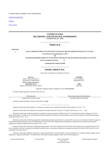 Vorschaubild Fossil Group 10-K Jahresbericht 2015