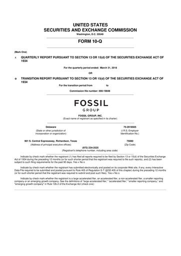 Thumbnail Fossil Group 10-Q Quarterly Report FY2018 